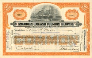 American Car and Foundry (Railroad) Co. - Stock Certificate